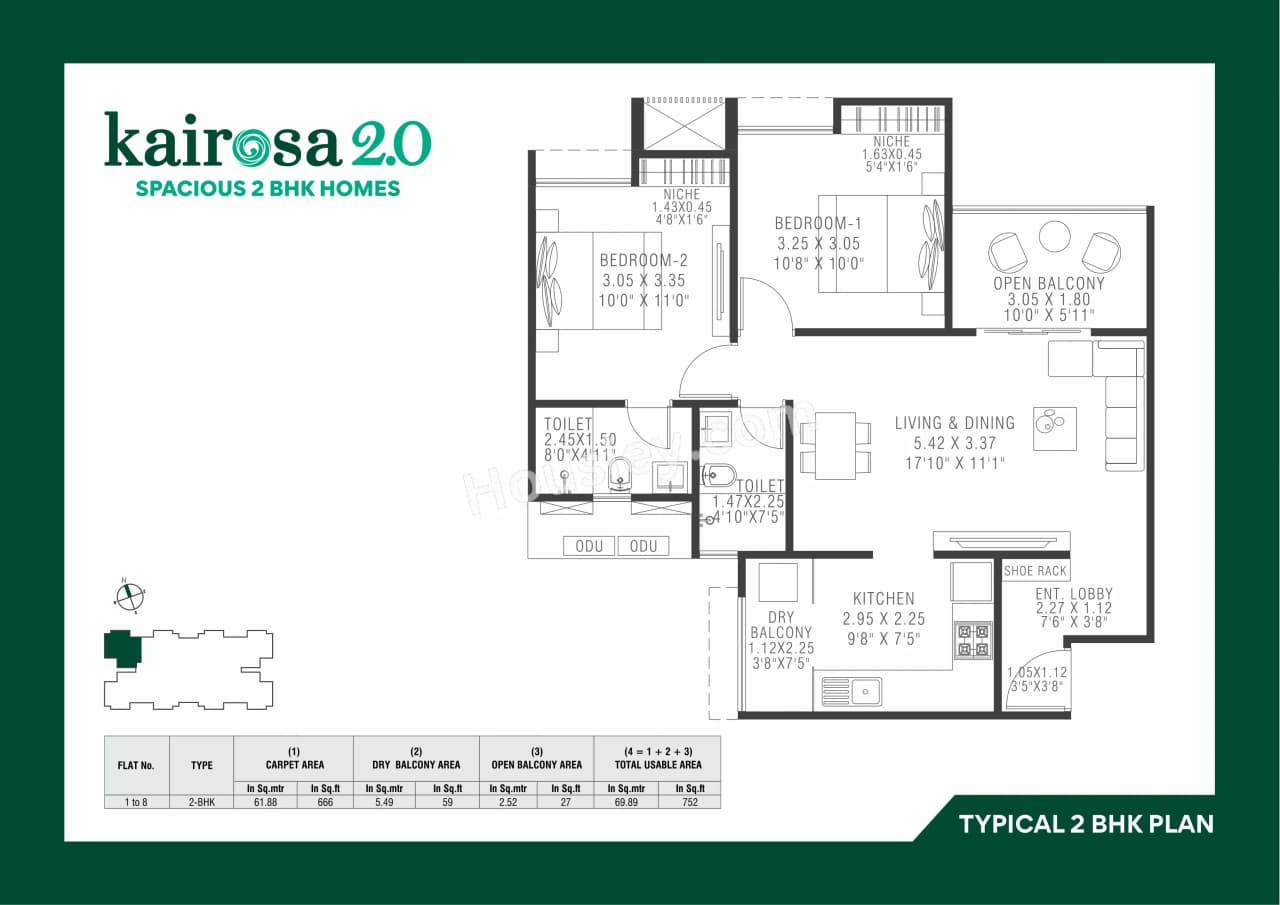 Pharande Kairosa 2 0 Unit plan - 752 sq.ft.