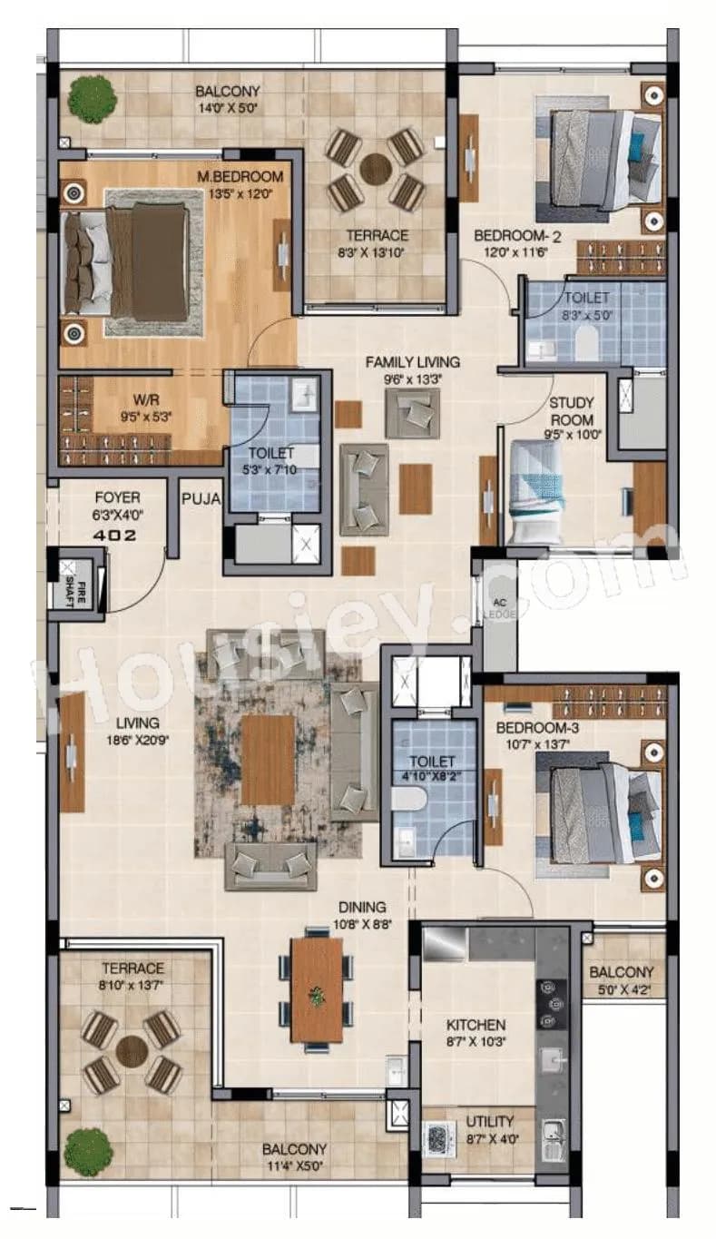 Radiance Floresta Unit plan - 1732 sq.ft.