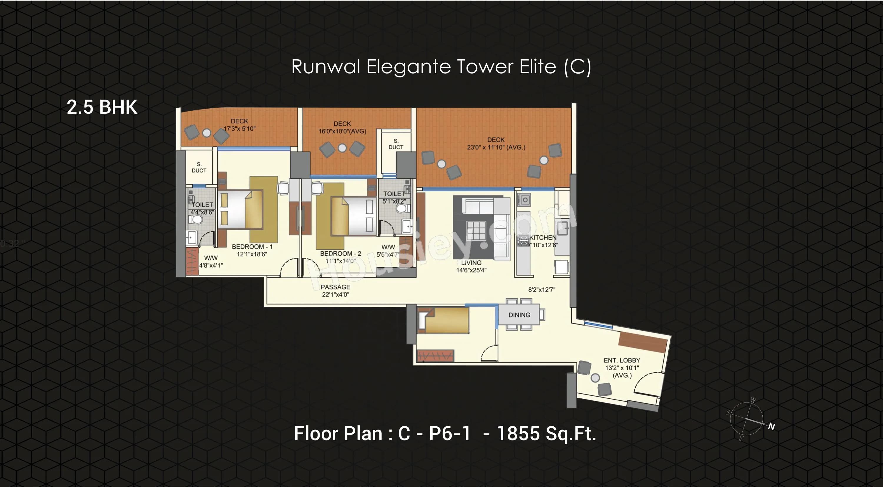 Unit plan - 1855 sq.ft.