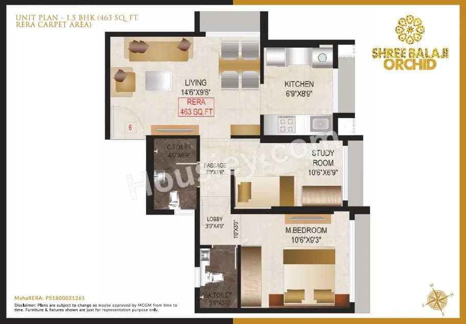 Unit plan - 463 sq.ft.