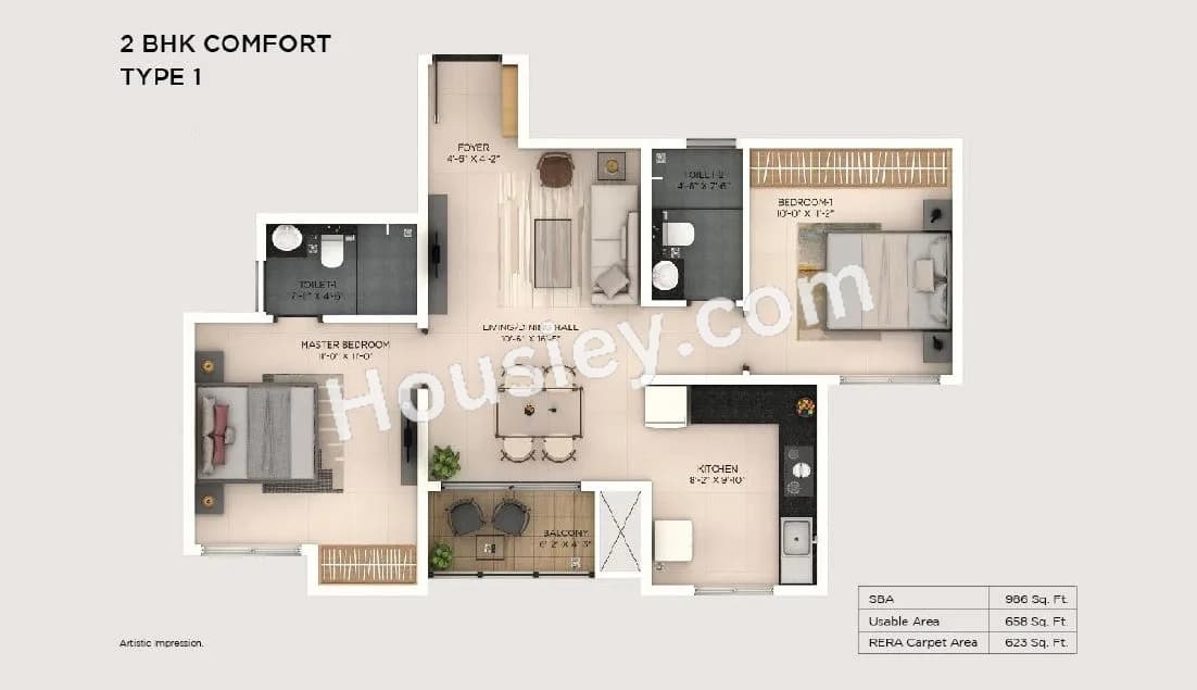 Unit plan - 623 sq.ft.