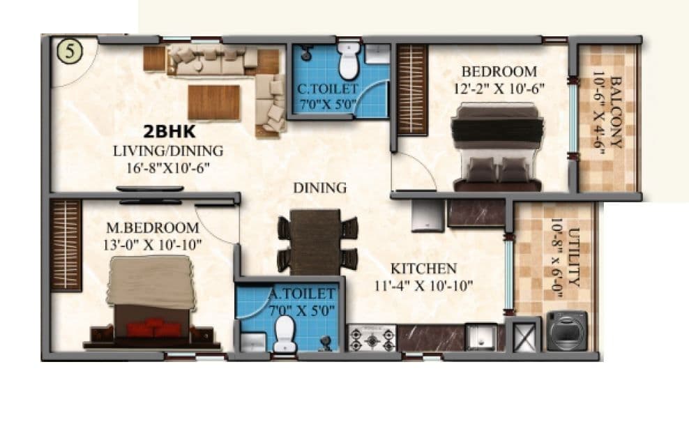 Unit plan - 865 sq.ft.