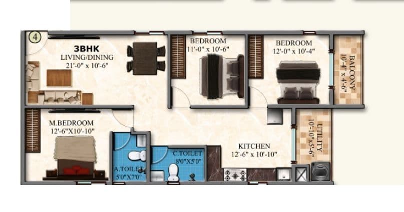 Unit plan - 1016 sq.ft.