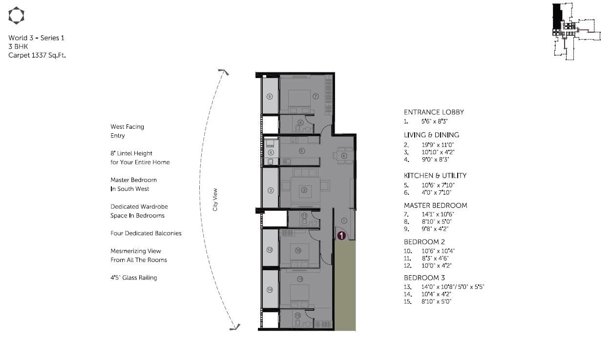 Solitaire World Unit plan - 1337 sq.ft.