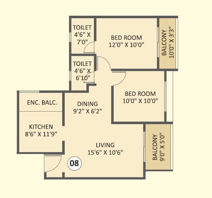 Basil Vrundavan Unit plan - 747 sq.ft.