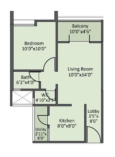 Basil Shivraj Unit plan - 492 sq.ft.