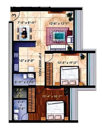 La Alteza Unit plan - 738 sq.ft.