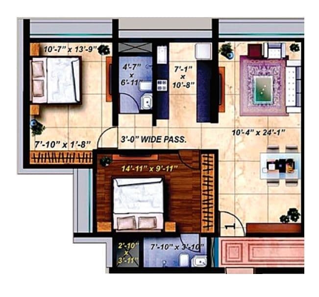 La Alteza Unit plan - 790 sq.ft.