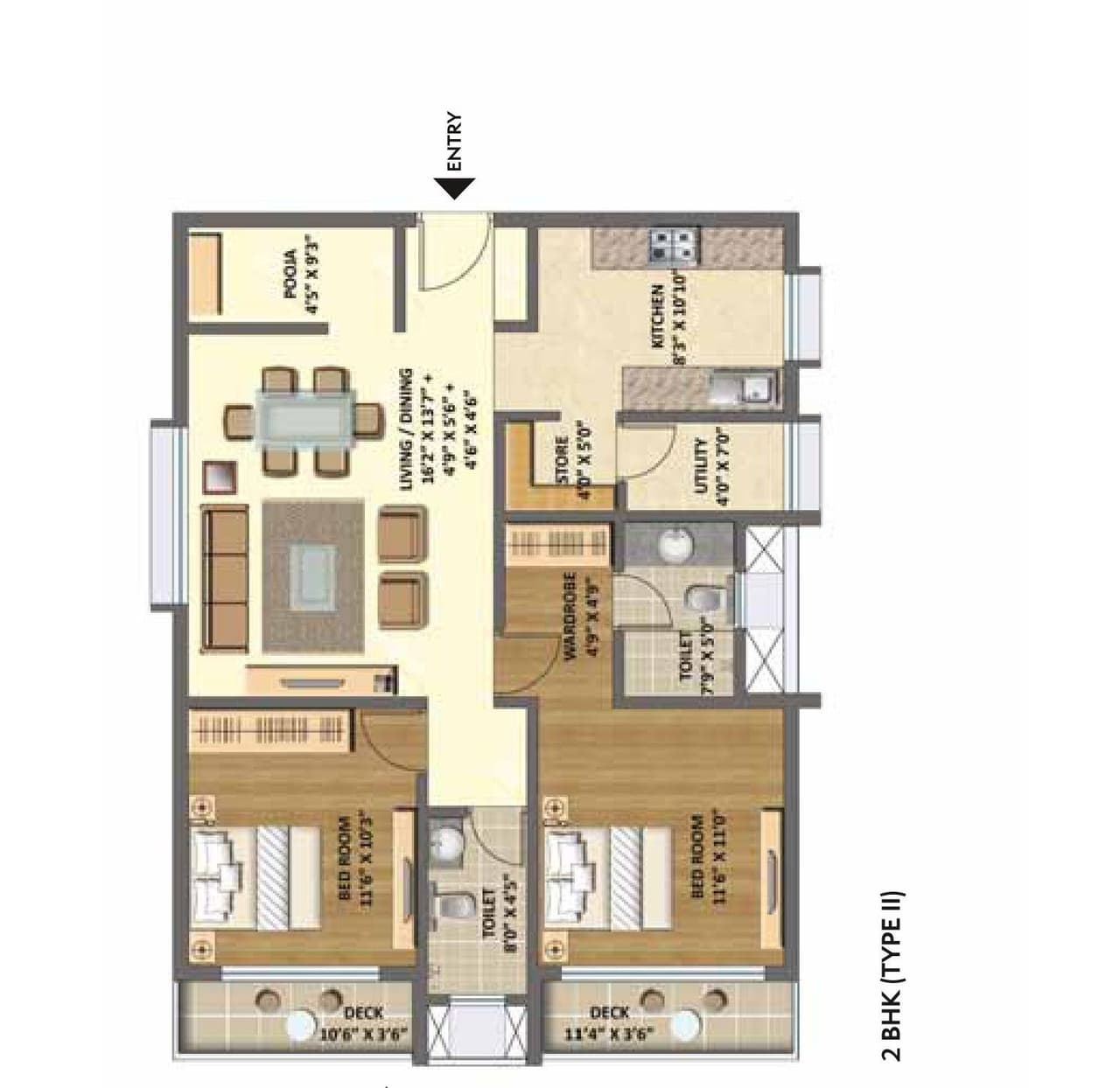 Lodha Meridian Unit plan - 703 sq.ft.