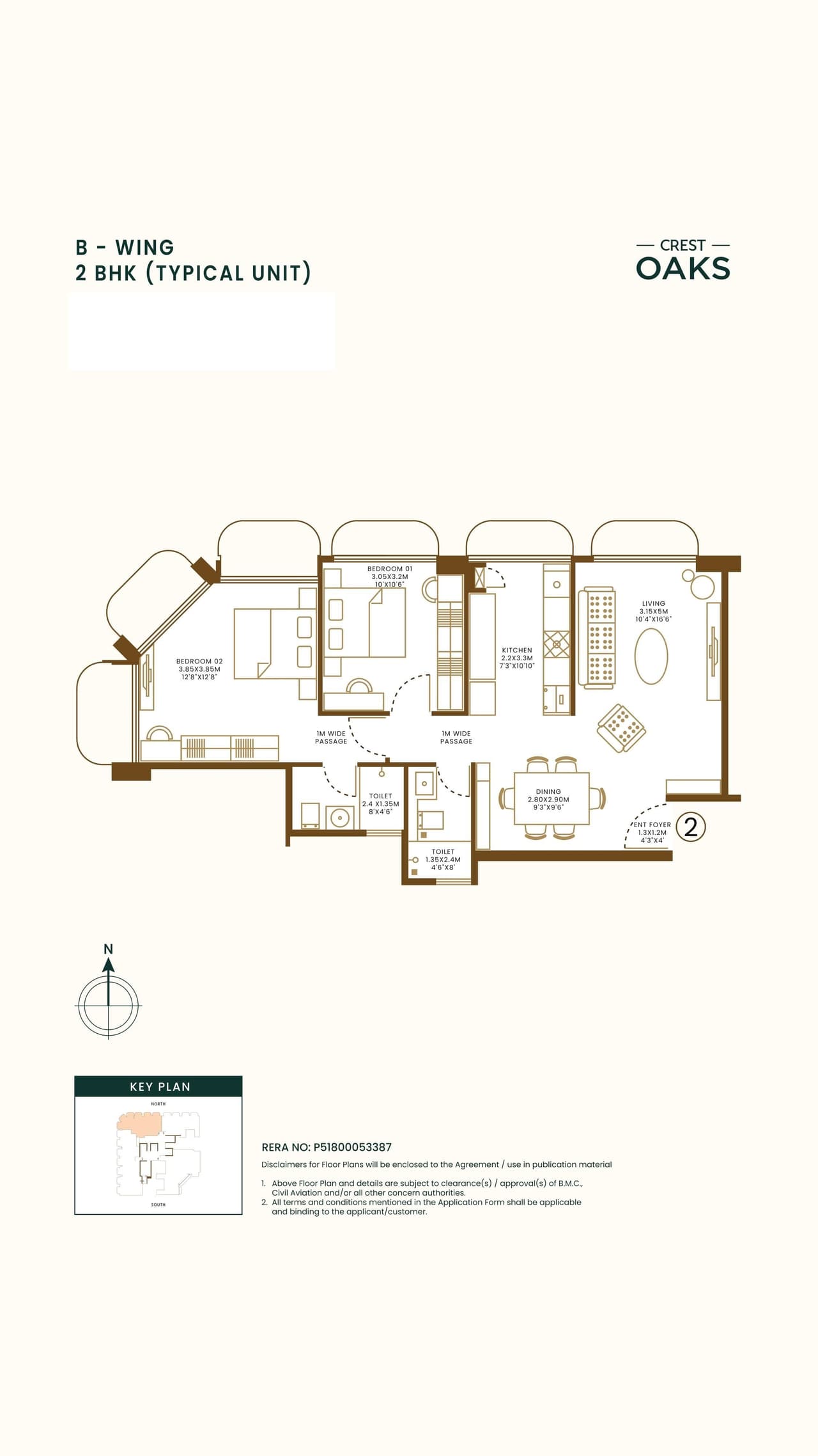 Crest Oaks Unit plan - 717 sq.ft.