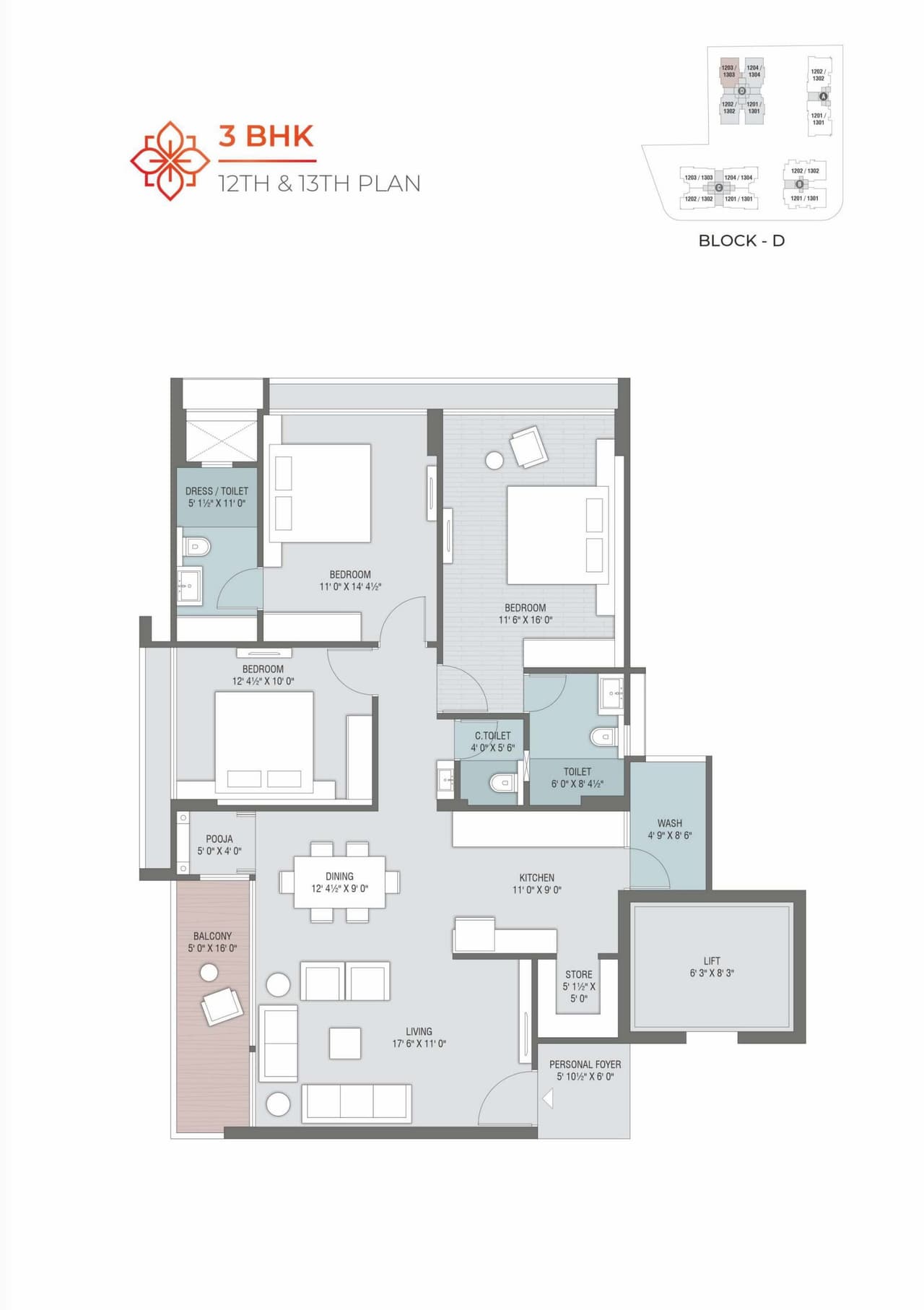 Ganesh Legacy Unit plan - 1410 sq.ft.