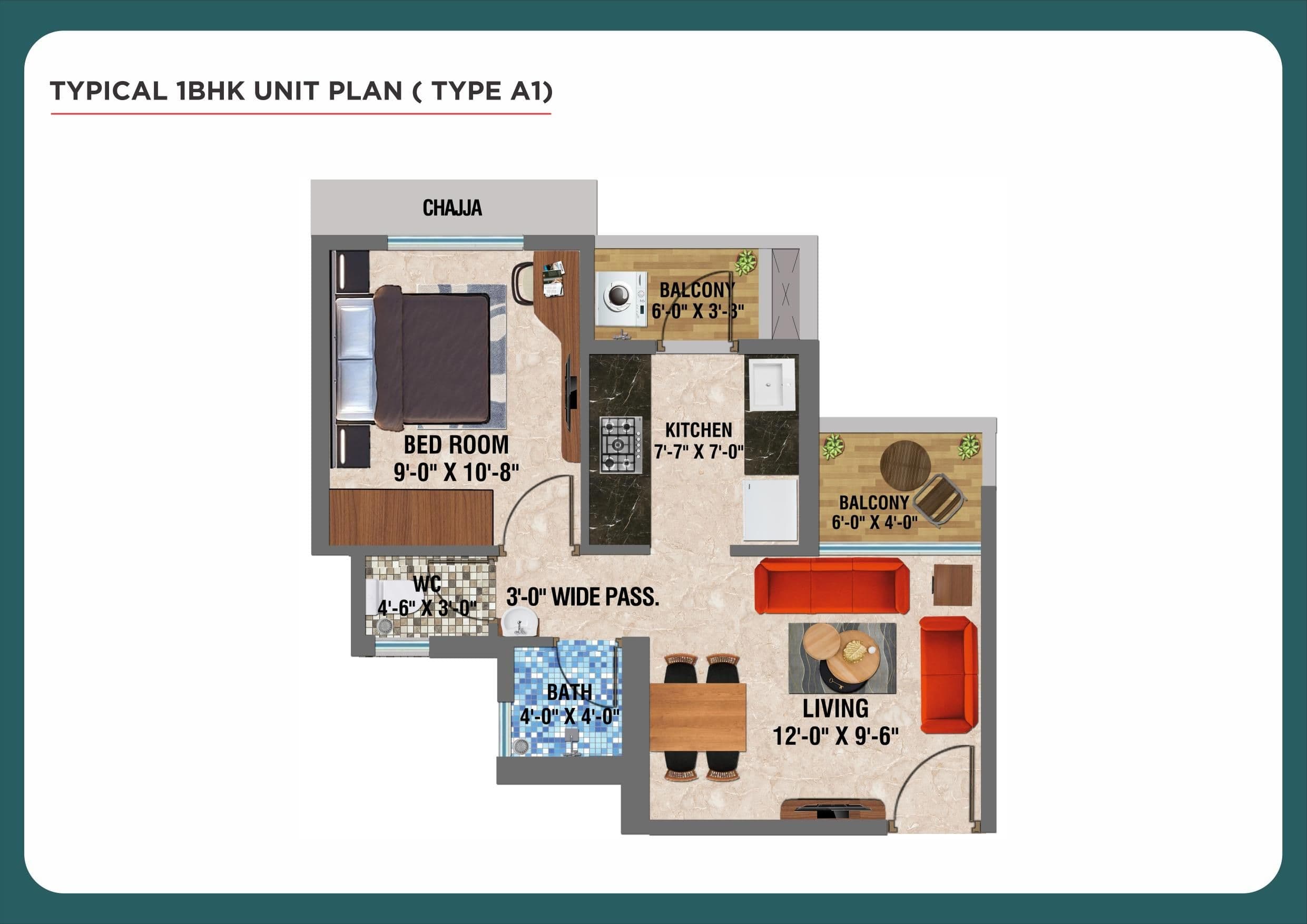 Unit plan - 365 sq.ft.