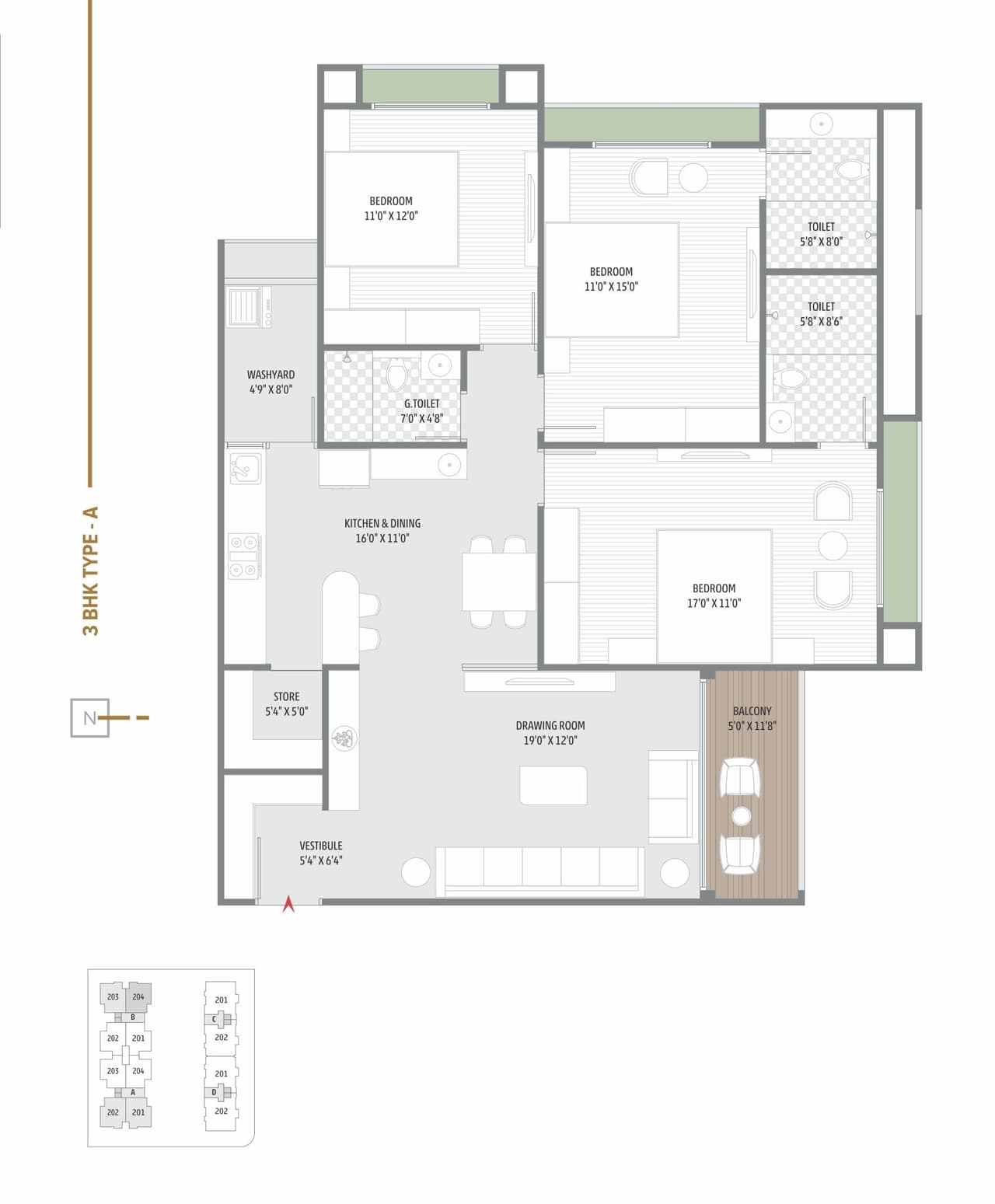 Rajshree Regalia Unit plan - 1272 sq.ft.