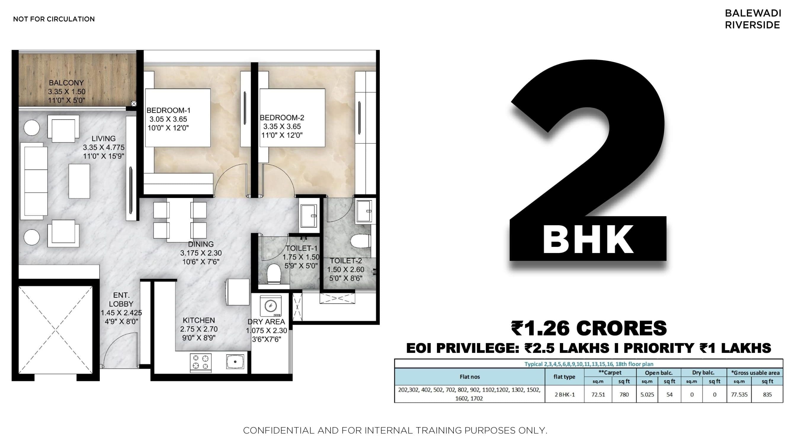 Unit plan - 834 sq.ft.