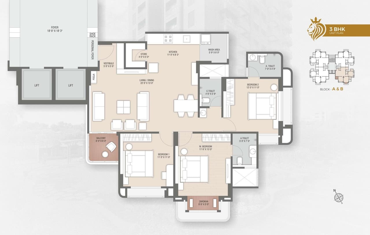Swarnim Sentossa Unit plan - 1125 sq.ft.