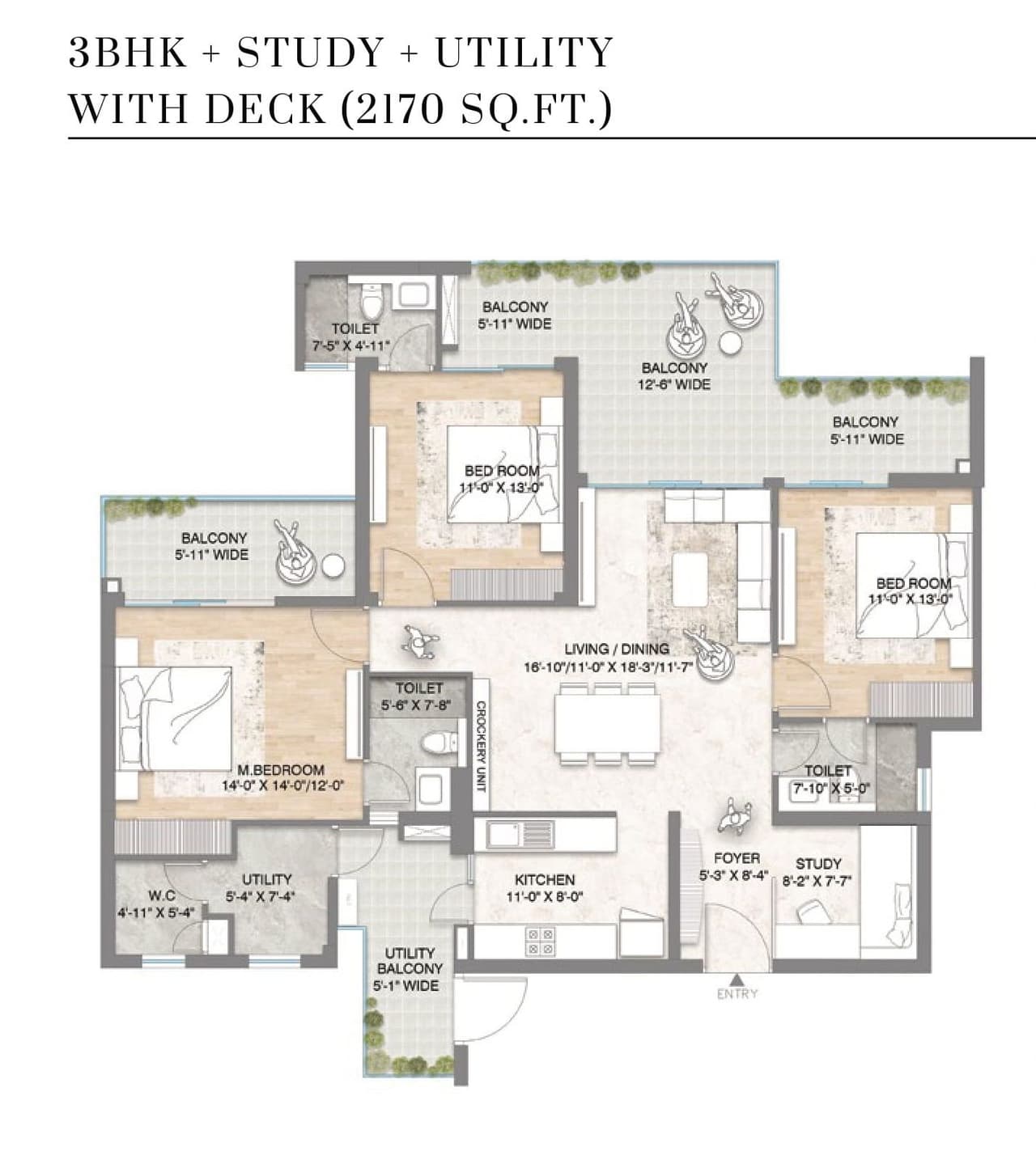 M3M crown Unit plan - 1367 sq.ft.