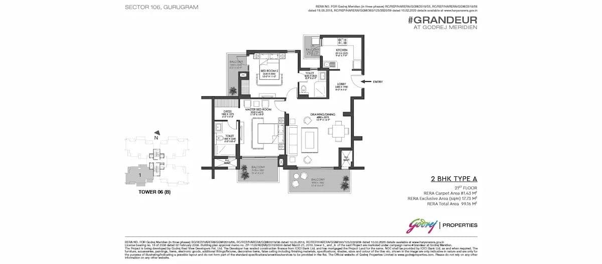 Godrej Meridian Unit plan - 1092 sq.ft.