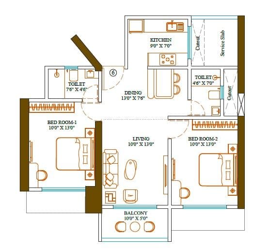 Promesa Fremont Unit plan - 702 sq.ft.
