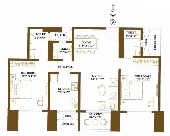 Promesa Fremont Unit plan - 774 sq.ft.