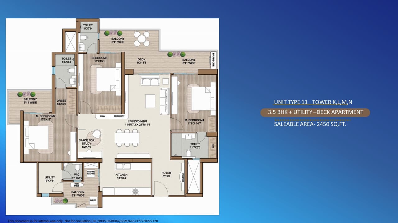Smart World One DXP Unit plan - 1593 sq.ft.
