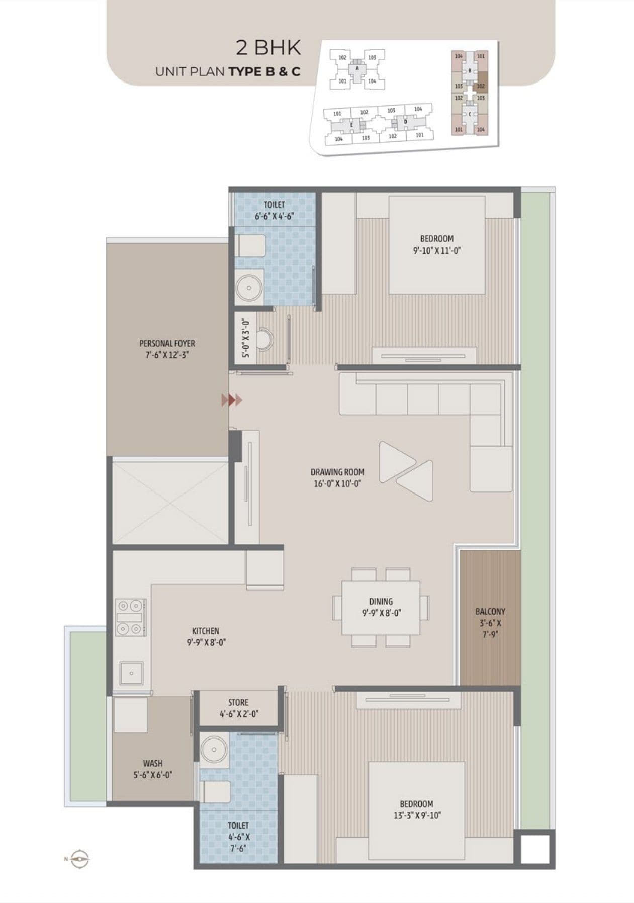 Vivaan Orbit Unit plan - 792 sq.ft.