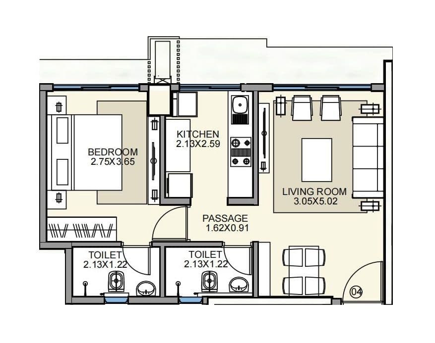Naman Premier Unit plan - 429 sq.ft.