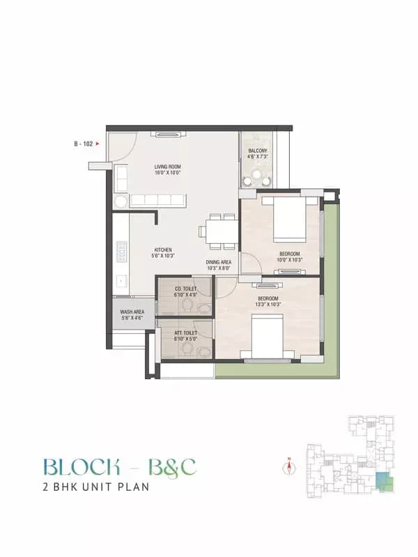 Vivaan Aura Unit plan - 747 sq.ft.