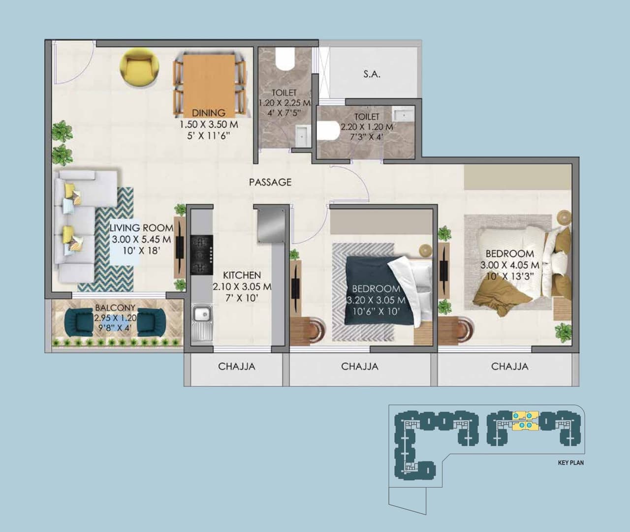Unit plan - 702 sq.ft.