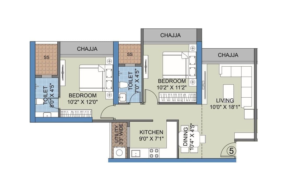 Unit plan - 671 sq.ft.