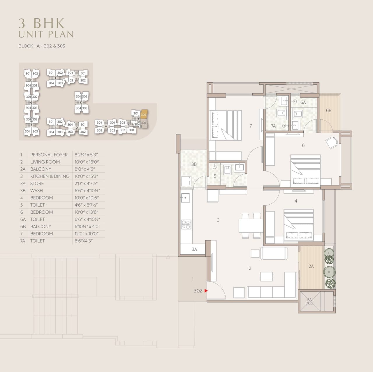 Shilp Serene Unit plan - 962 sq.ft.