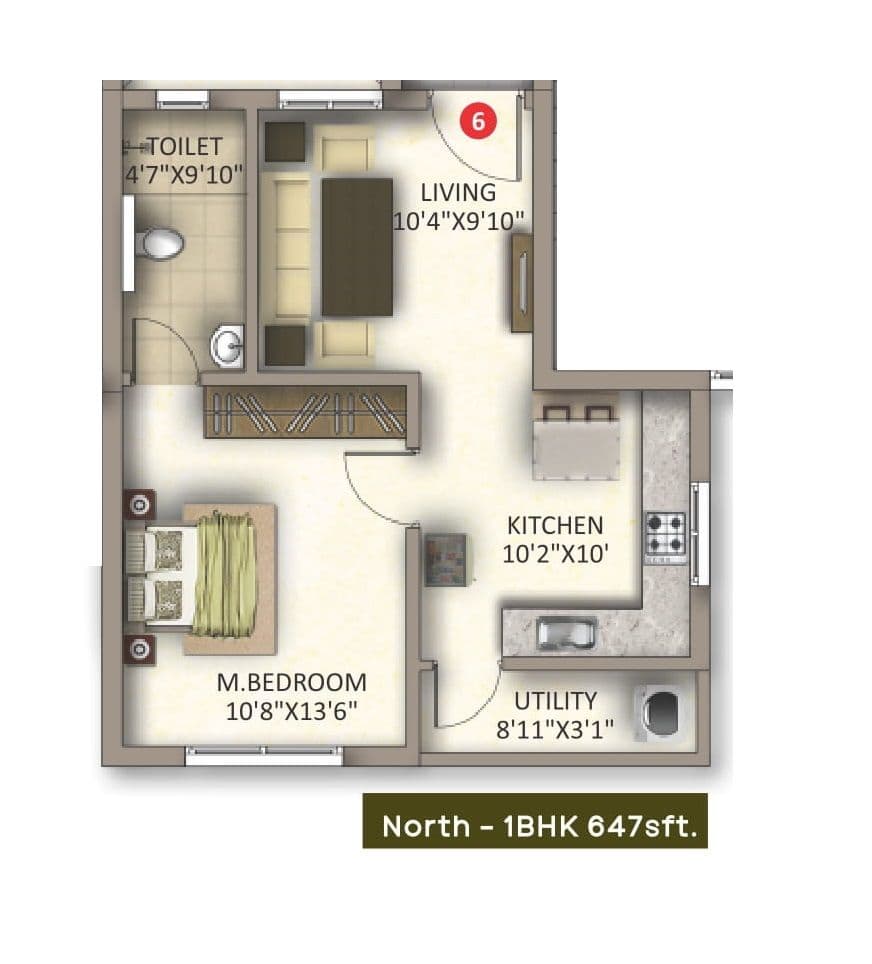 MEDA East Winds Unit plan - 465 sq.ft.