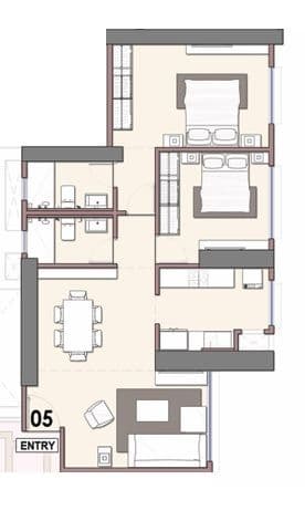 Adani Monte South Unit plan - 855 sq.ft.