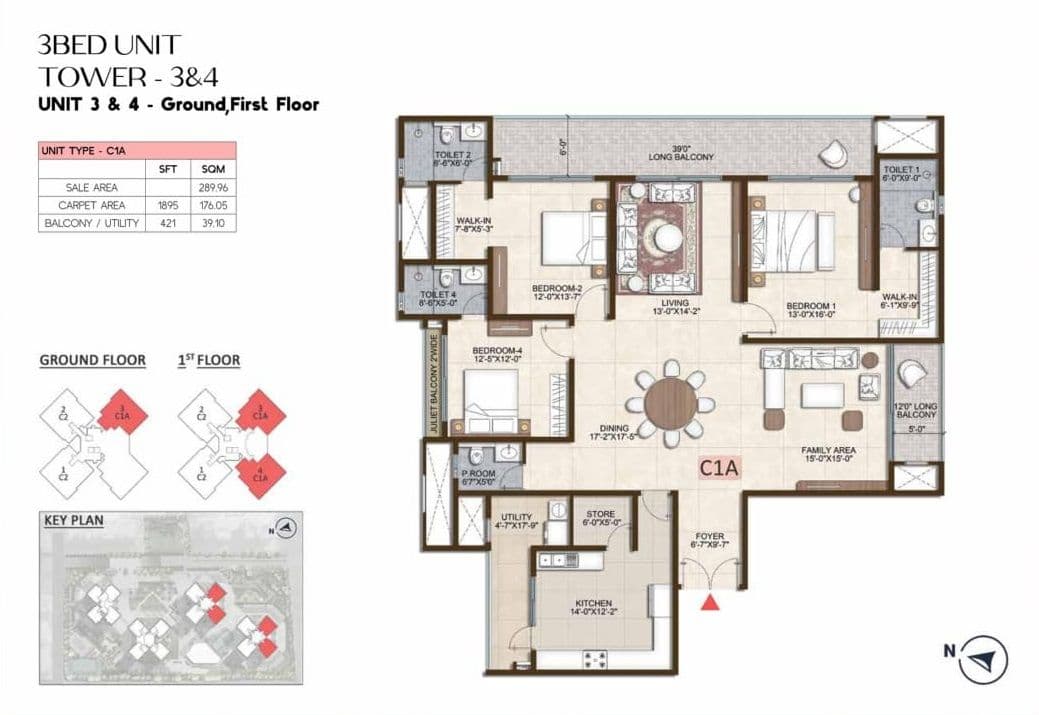 Prestige Pine Forest Unit plan - 1999 sq.ft.