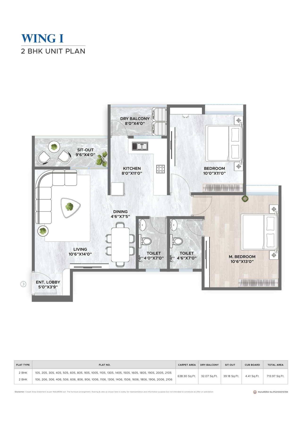 Dynamic Grandeur Unit plan - 714 sq.ft.