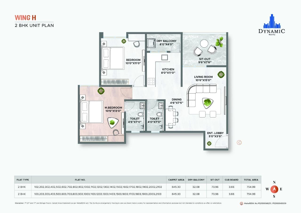 Dynamic Grandeur Unit plan - 755 sq.ft.