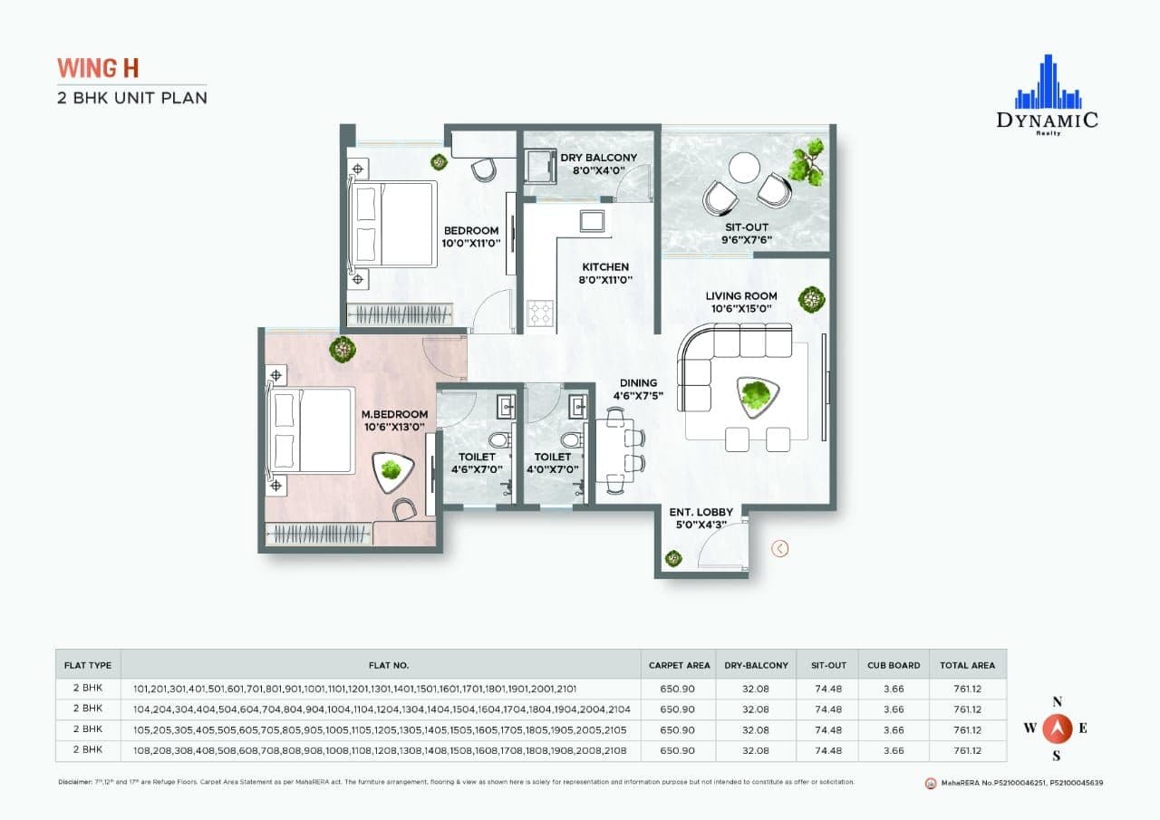 Dynamic Grandeur Unit plan - 761 sq.ft.