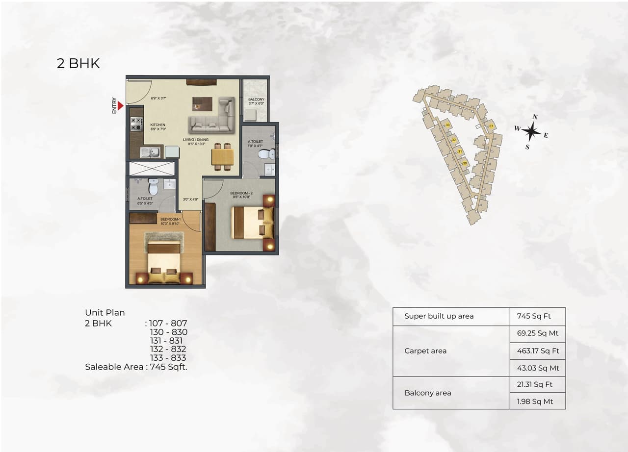 Sowparnika Sunray Unit plan - 463 sq.ft.
