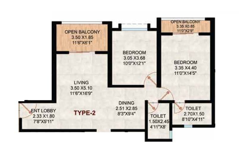 Unit plan - 956 sq.ft.