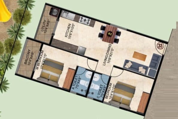 DS MAX Samyak Unit plan - 761 sq.ft.