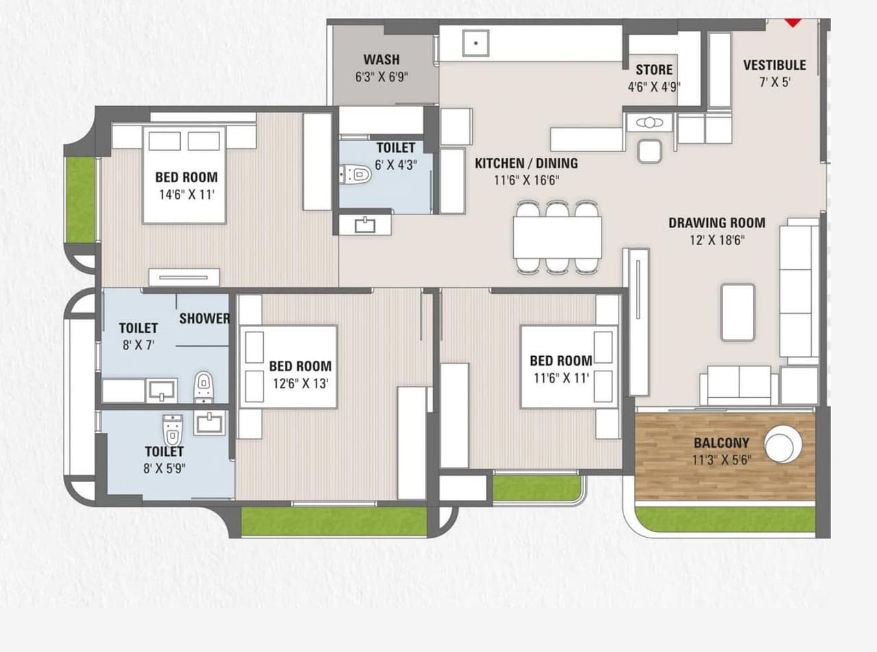 Unit plan - 1253 sq.ft.