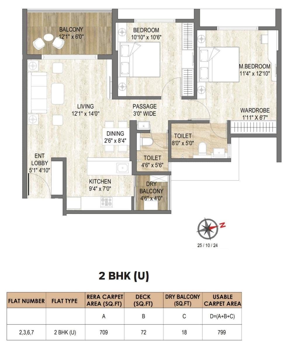 Arun Sanctum Unit plan - 799 sq.ft.