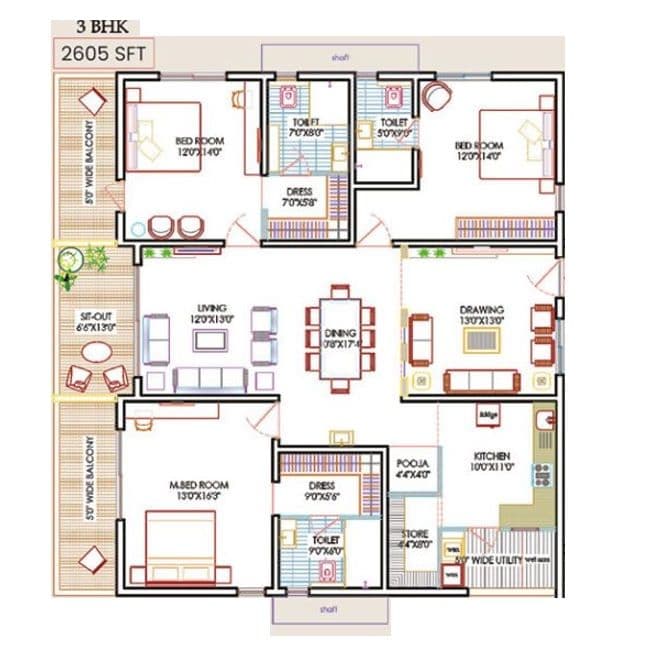 Supadha Gamya Unit plan - 1823 sq.ft.
