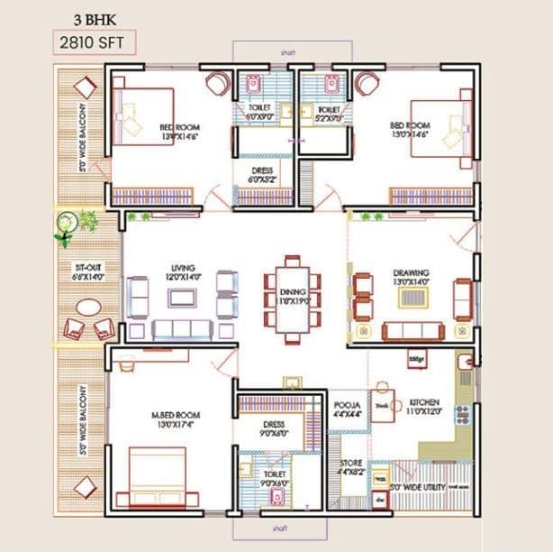 Supadha Gamya Unit plan - 1967 sq.ft.