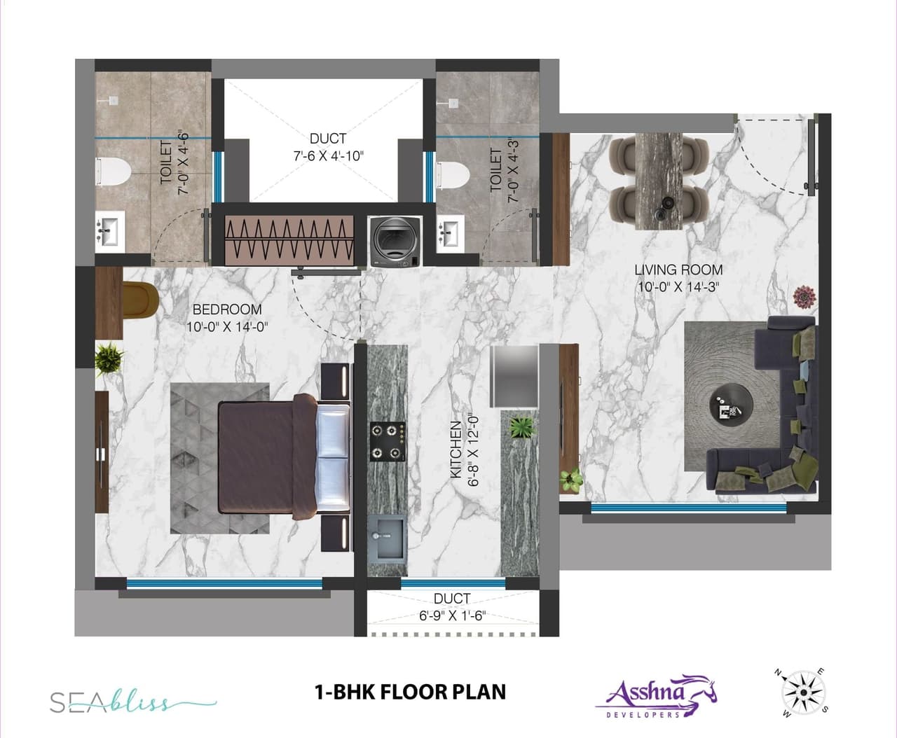 Asshna Sea Bliss Unit plan - 441 sq.ft.