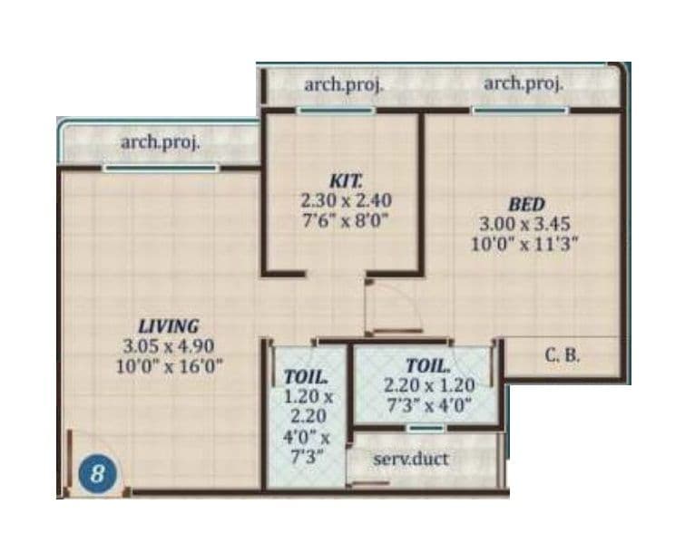 Unit plan - 454 sq.ft.