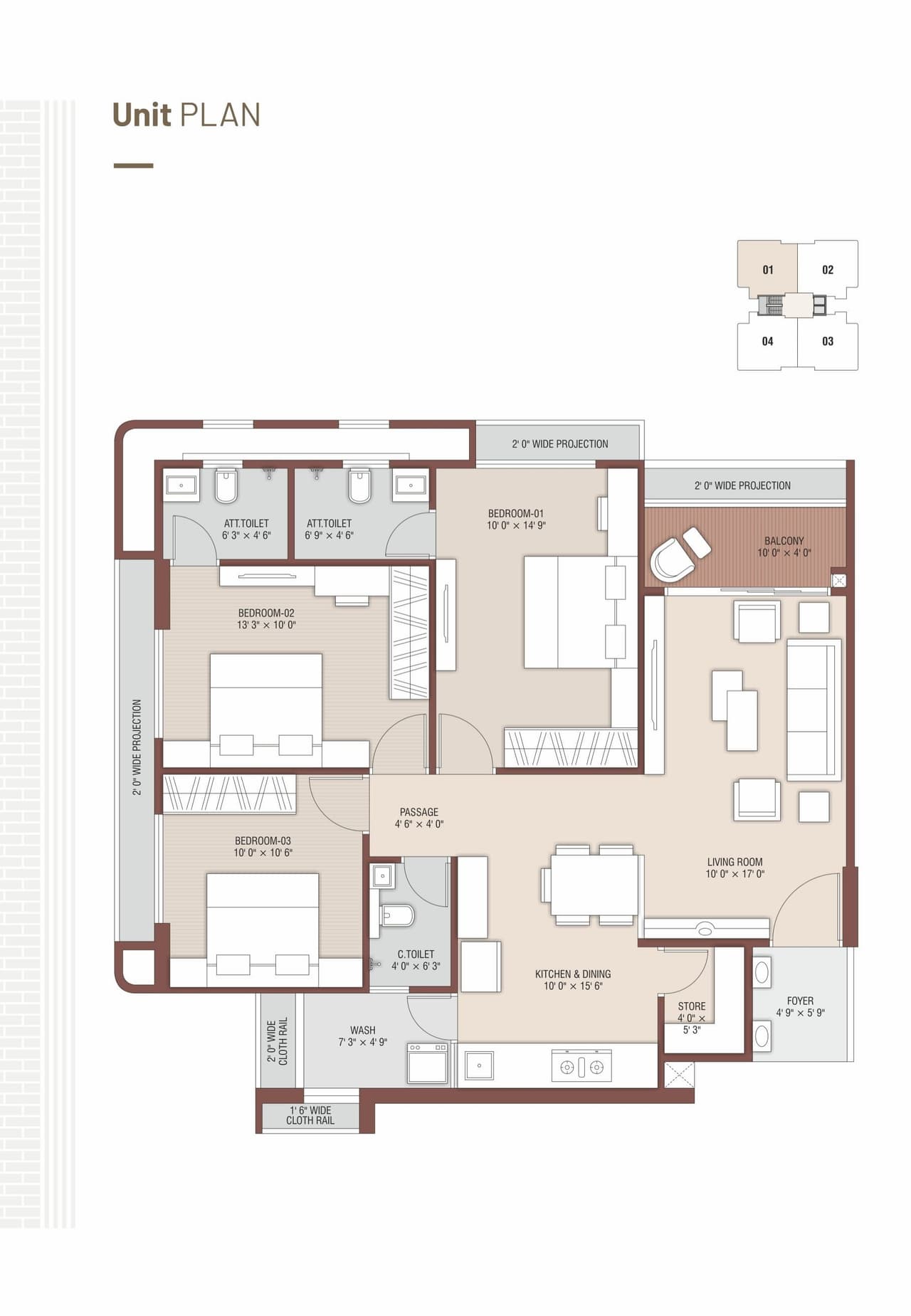 Aarat Vishvam Enclave Unit plan - 1862 sq.ft.