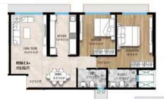 Daivi Eterneety Unit plan - 773 sq.ft.