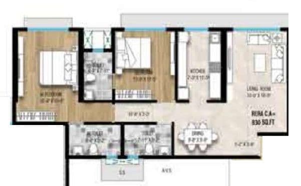 Daivi Eterneety Unit plan - 830 sq.ft.