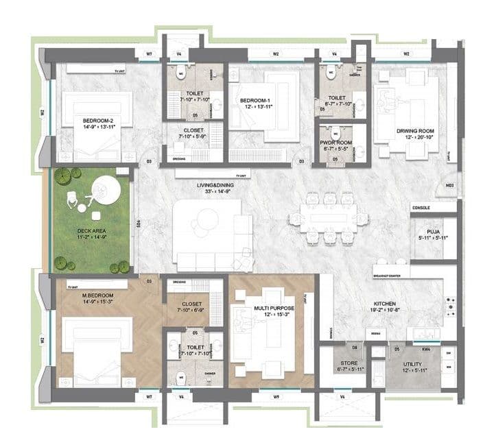Sumadhura Palais Royale Unit plan - 2349 sq.ft.