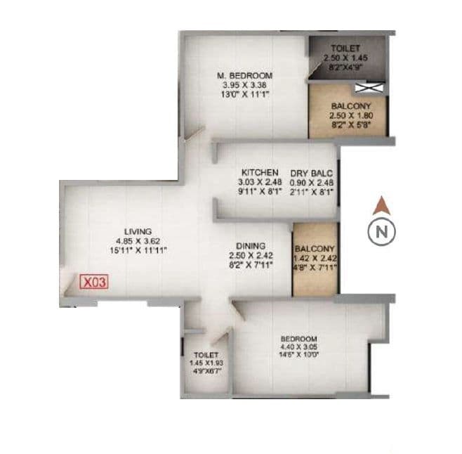 Unit plan - 851 sq.ft.